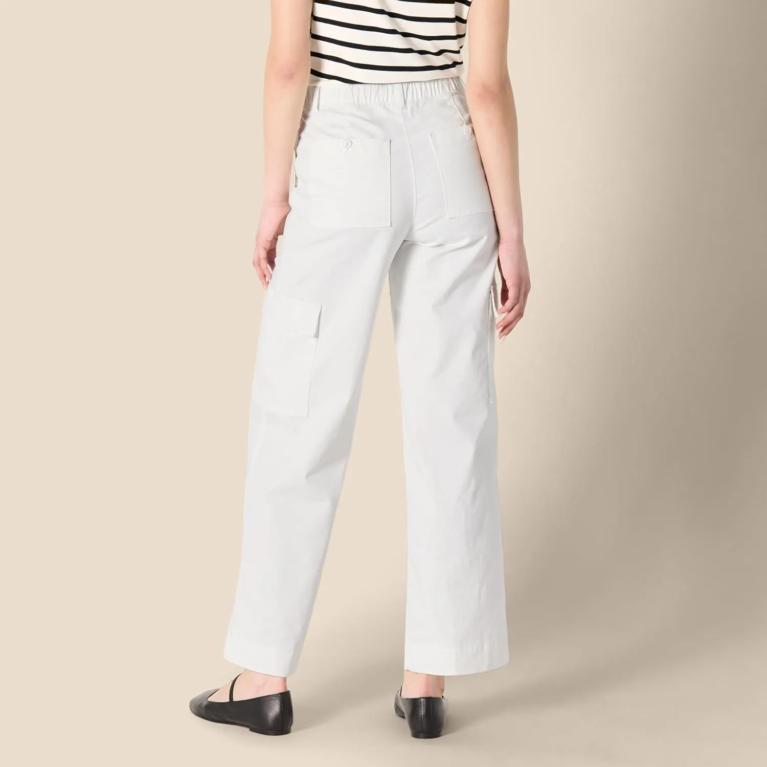 Amazon Essentials Women's High-Rise Regular-Fit Full-Length Cargo Khaki Pant