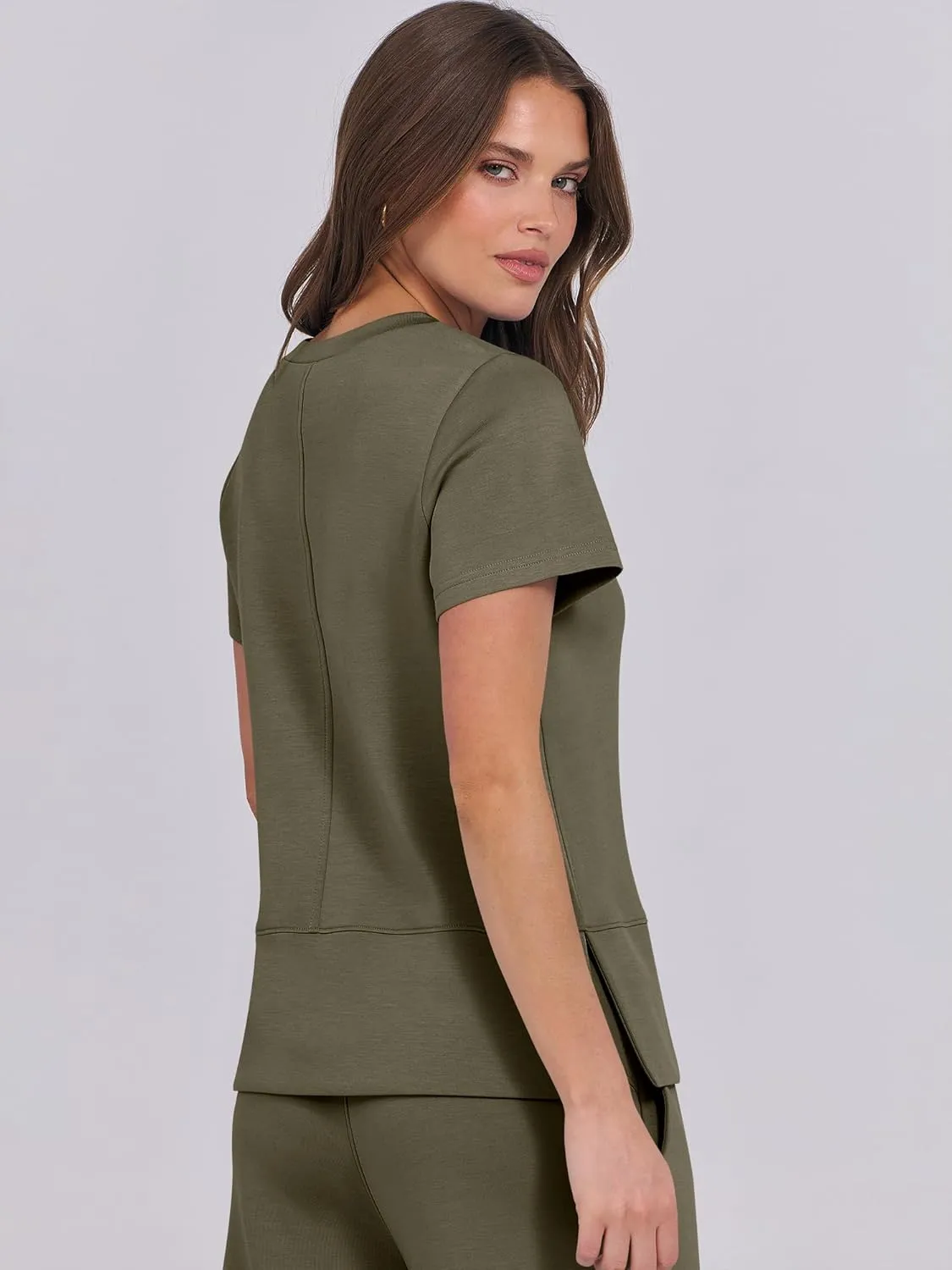 ANRABESS Women 2 Piece Lounge Sets Summer Travel Sweat Outfits Short Sleeve Wide Leg Casual Matching Tracksuits Clothes