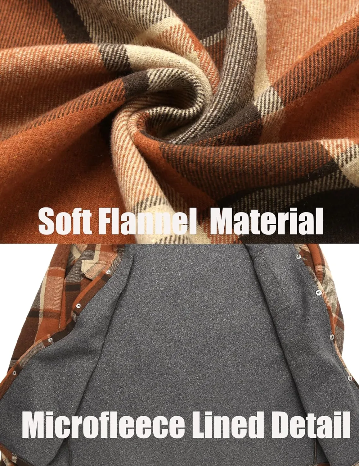 COOFANDY Mens Flannel Shirt Jacket Casual Button Down Plaid Shirt Jackets Warm Lined Sherpa Shacket with Pockets