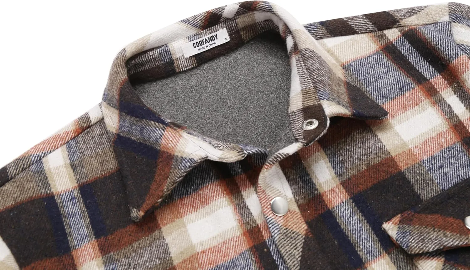COOFANDY Mens Flannel Shirt Jacket Casual Button Down Plaid Shirt Jackets Warm Lined Sherpa Shacket with Pockets