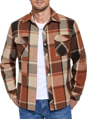 COOFANDY Mens Flannel Shirt Jacket Casual Button Down Plaid Shirt Jackets Warm Lined Sherpa Shacket with Pockets