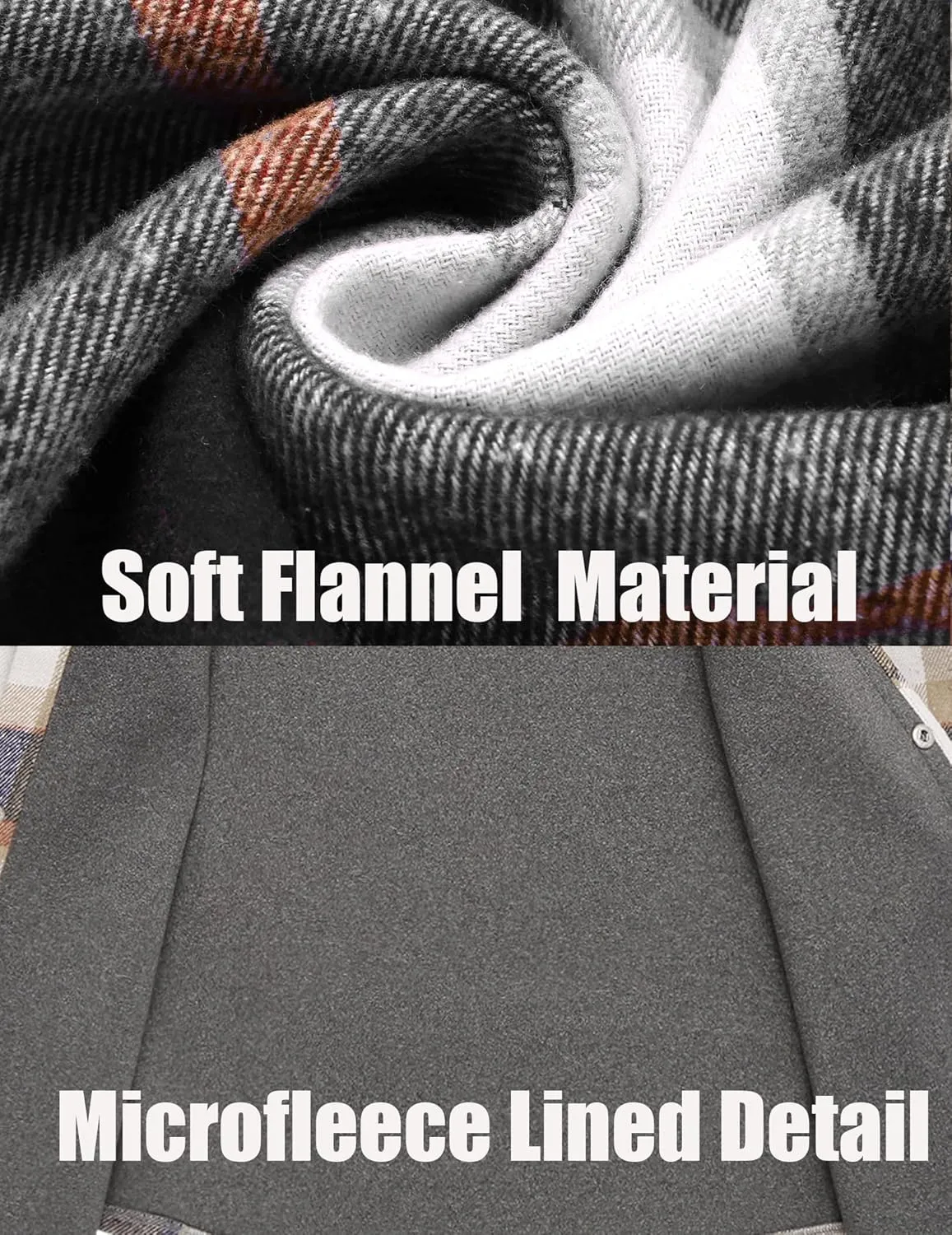 COOFANDY Mens Flannel Shirt Jacket Casual Button Down Plaid Shirt Jackets Warm Lined Sherpa Shacket with Pockets