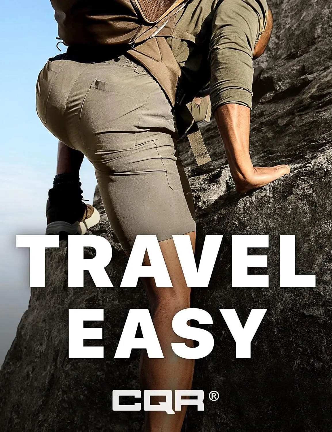 CQR Men's Quick Dry Stretch Hiking Cargo Shorts, Lightweight Water Resistant Tactical Casual, Golf & Outdoor with Pockets
