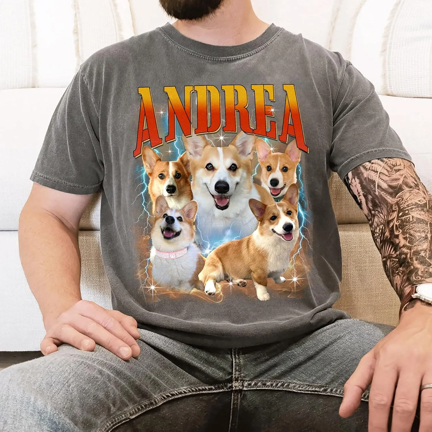 H-DEWALL Custom Shirts Custom Bootleg Rap Shirt for Him Custom Face Shirt with Photo Pet Custom Tees Gift for Dog Cat Lover