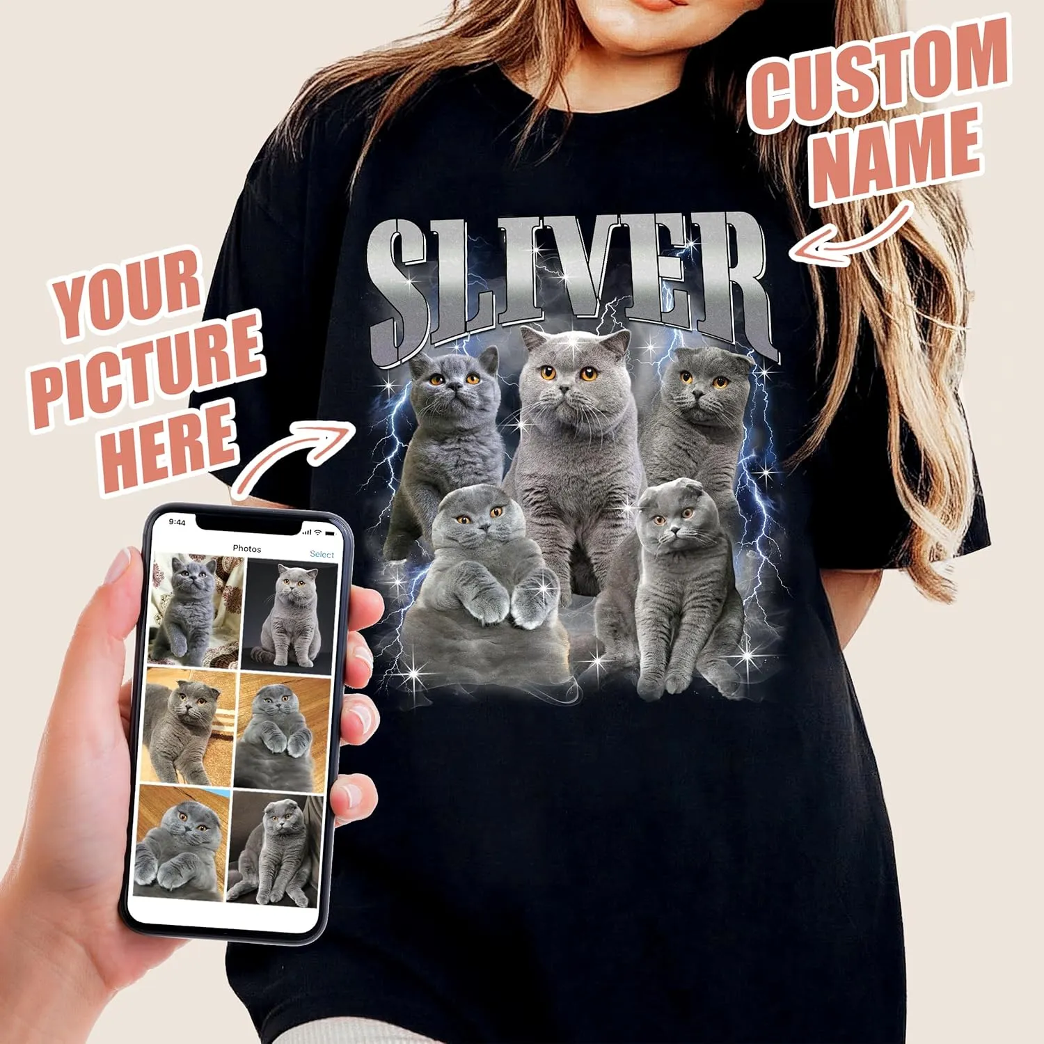 H-DEWALL Custom Shirts Custom Bootleg Rap Shirt for Him Custom Face Shirt with Photo Pet Custom Tees Gift for Dog Cat Lover
