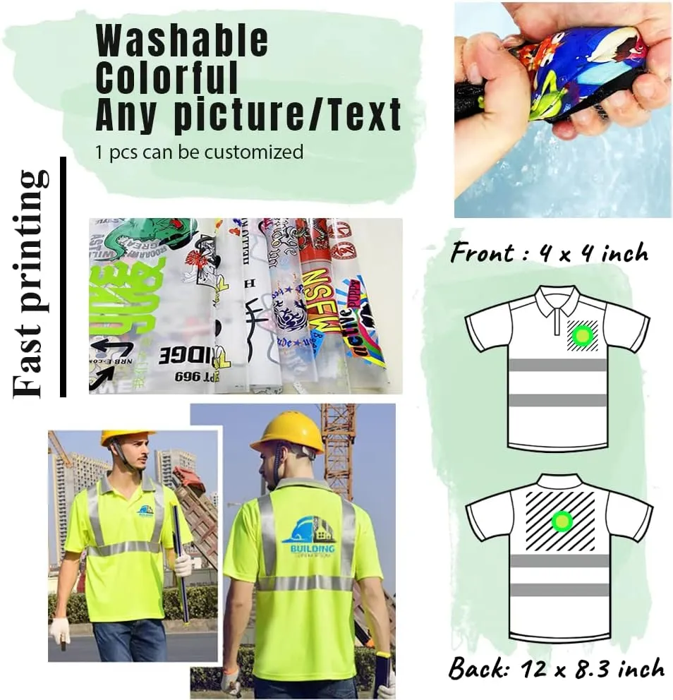 High Visibility Safety Polo Shirt with Reflective Strips Custom Your Logo Hi Vis Short Sleeve Shirt (L, Neon Yellow - Style 4)