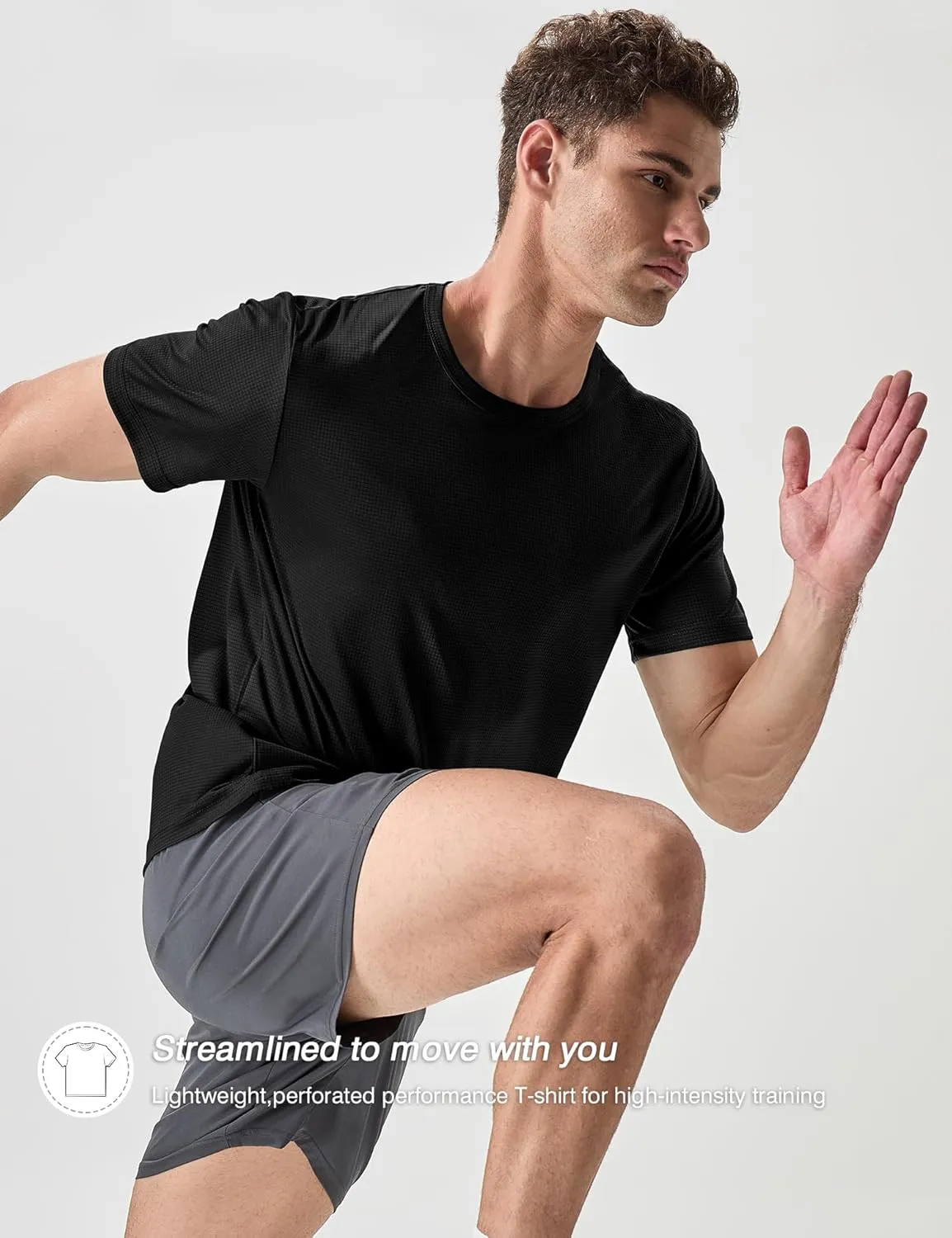 Men's 2 Pack Lightweight Crew Neck Athletic Running Short Sleeve T-Shirts Breathable Gym Workout Tee Shirts for Men
