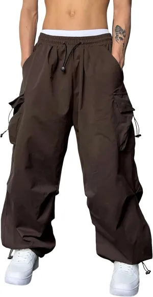 Mens Baggy Cargo Pants Loose Fit Multi-Pockets Straight Long Trousers Parachute Cargo Pants Hip Hop Y2k Harem Pant Streetwear