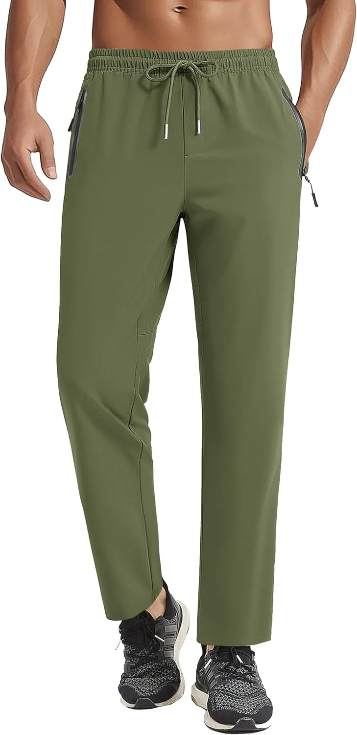 Men's Hiking Pants Lightweight Quick-Drying Waterproof Athletic Joggers Pants with Pockets Walkout Sweatpants
