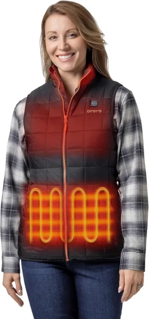 ORORO Women's Lightweight Quilted Heated Vest with Battery, Heated Quilted Vest (Charger Not Included)