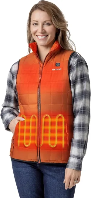 ORORO Women's Lightweight Quilted Heated Vest with Battery, Heated Quilted Vest (Charger Not Included)