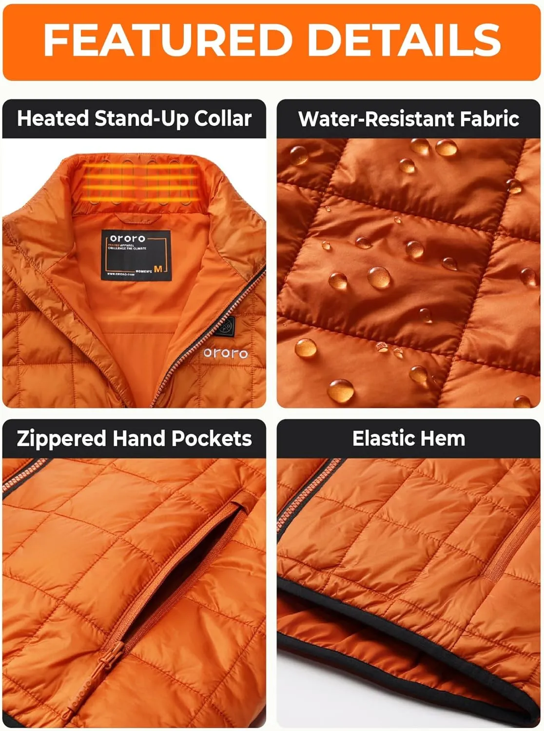 ORORO Women's Lightweight Quilted Heated Vest with Battery, Heated Quilted Vest (Charger Not Included)