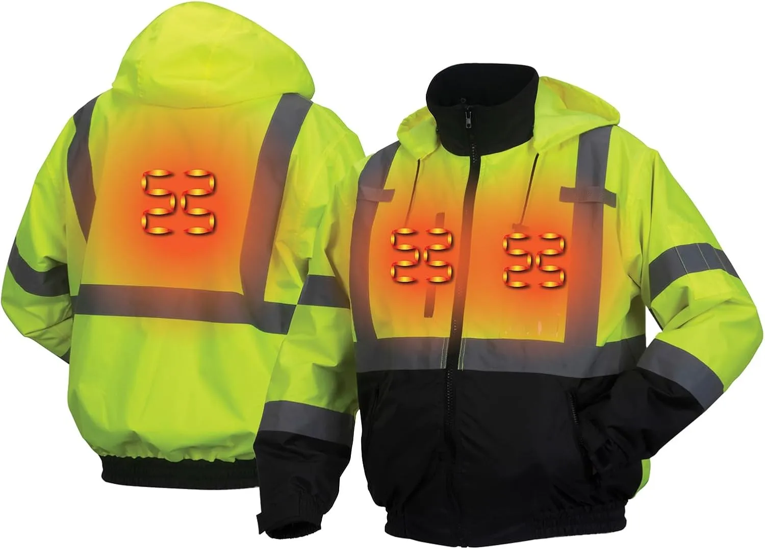 Pyramex RJ31 Series Waterproof Class 3 Fleece Bomber Safety Jacket, Lime, Large