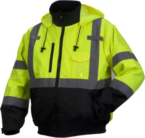 Pyramex RJ31 Series Waterproof Class 3 Fleece Bomber Safety Jacket, Lime, Large