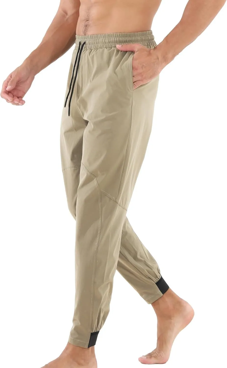 Surenow Mens Athletic Lightweight Workout Sweatpants Multiple Pockets Gym Quick-Drying Joggers Tapered Fit Training Pants