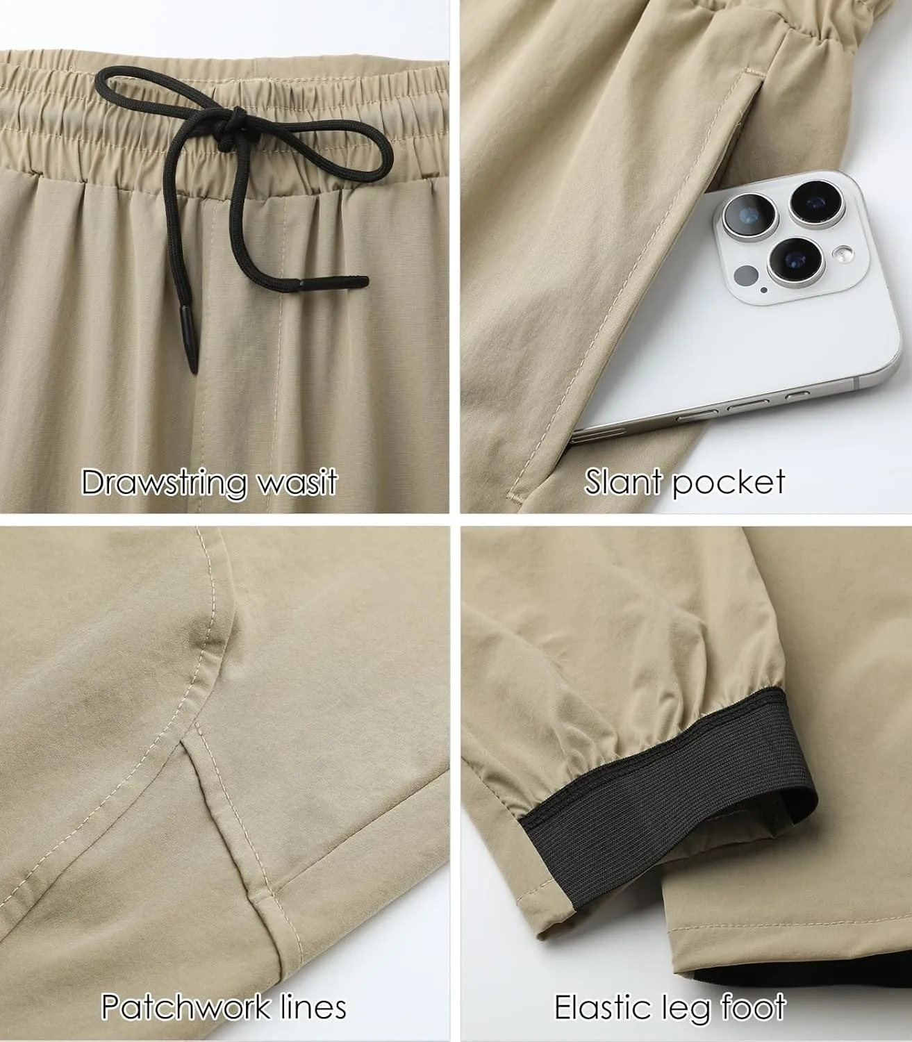 Surenow Mens Athletic Lightweight Workout Sweatpants Multiple Pockets Gym Quick-Drying Joggers Tapered Fit Training Pants