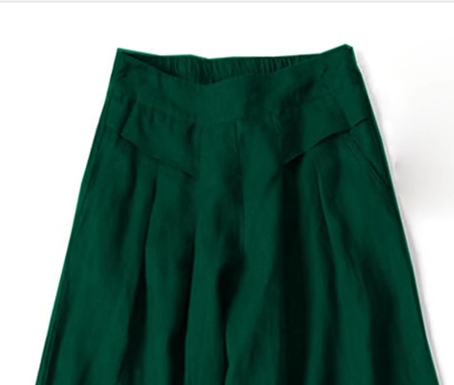 Women's Drawstring Elastic Waist Linen Blend Pants Loose Fit Palazzo Pants Beach Wide Leg Trouser with Pockets